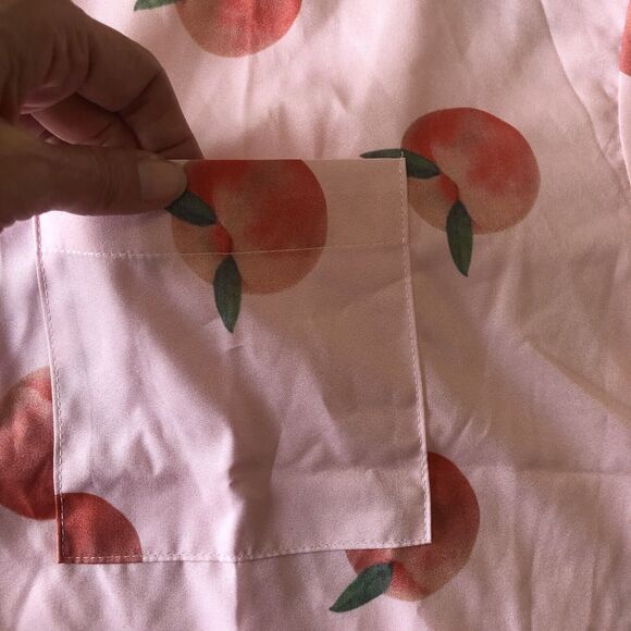 Shein Peach Boxy Shirt Women Pink Peach Design Button Collar Short Sleeve Large - Picture 8 of 12